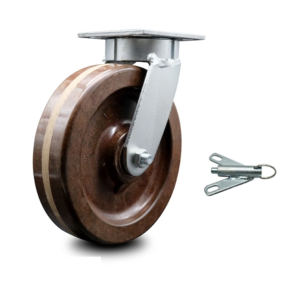 8 Inch Kingpinless High Temp Phenolic Wheel Swivel Caster with Swivel Lock SCC